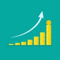 Exponential growth graph with stacks of coins