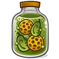 Jar of pickleballs cartoon illustration