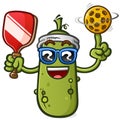 pickleball cartoon mascot character wearing a sweat band and wearing sunglasses Royalty Free Stock Photo