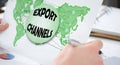 Export channels concept on a paper Royalty Free Stock Photo