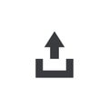 Export file icon. Upload sign. Share document symbol. Interface button. Element for design mobile app or website