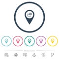 Export GPS map location flat color icons in round outlines