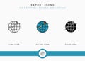 Export icons set vector illustration with solid icon line style. Logistic delivery concept. Royalty Free Stock Photo