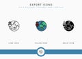 Export icons set vector illustration with solid icon line style. Logistic delivery concept. Royalty Free Stock Photo