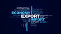 Export import economy freight global transportation logistics business cargo shipping commerce animated word cloud Royalty Free Stock Photo