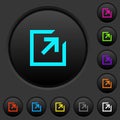 Export with inner arrow dark push buttons with color icons