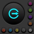 Export with inner arrow dark push buttons with color icons