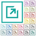 Export with inner arrow flat color icons with quadrant frames