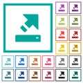 Export with inner arrow flat color icons with quadrant frames