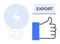 Export Process Idea with Thumbs Up and Shipping Container Symbol Royalty Free Stock Photo