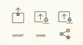 Export, Share, and Data Transfer Icons Set - Minimalist Vector Illustration Royalty Free Stock Photo