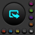Export symbol with bottom right arrow dark push buttons with color icons