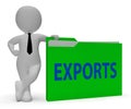 Exports Folder Indicates Sell Abroad And Correspondence 3d Rendering