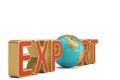 Exports word and globe business trade global corporations.3D ill