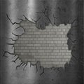 Exposed brick wall with cracked metal Royalty Free Stock Photo