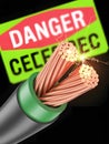 copper wires of an electrical cable, set against a blurred \