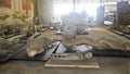 Exposed dead people covered with volcanic ash in the Pompeii museum
