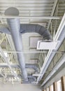 Exposed interior duct work in a school. Royalty Free Stock Photo