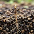 The roots are thin branching extensively and are adorned with droplets of Royalty Free Stock Photo
