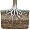 Exposed Tree Root System Displaying Root Structure in Soil Profile Illustration Royalty Free Stock Photo