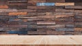 Exposed wooden wall exterior, Patchwork of raw wood forming a beautiful parquet wood pattern. Seamless wood floor, hardwood floor Royalty Free Stock Photo