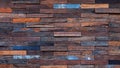 Exposed wooden wall exterior, Patchwork of raw wood forming a beautiful parquet wood pattern. Seamless wood floor, hardwood floor Royalty Free Stock Photo