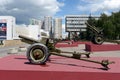 The exposition of the artillery equipment during the great Patriotic war at the Museum of defense of Moscow in the Olympic village