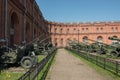 Exposition on courtyard of Military History Museum of artillery, engineer and signal corps in St. Petersburg. Russia Royalty Free Stock Photo