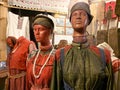 The exposition of folk costume in the ethnographic park-museum `Russian Island`. Russia, Vladimir region, village Zheludyevo