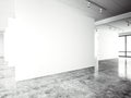 Exposition modern gallery,open space. Blank white empty canvas contemporary industrial place.Simply interior loft style Royalty Free Stock Photo