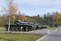 Exposition of Soviet tanks in the Breakthrough of the `Siege of Leningrad` museum
