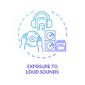 Exposure to loud sounds concept icon