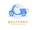 Express bike delivery scooter vector icon. Motorbike pizza fast food delivery free express shipment