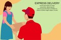 Express delivery background. Can use for banner, poster, card and brochure. Vector flat illustration Royalty Free Stock Photo