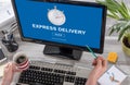 Express delivery concept on a computer Royalty Free Stock Photo