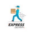 Express delivery icon concept. Delivery man service, order, worldwide shipping.