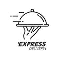 Express delivery icon concept. Hand holding the dish icon for service, order, fast, free and worldwide shipping