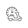 Express delivery icon concept. Scooter motorcycle with stop watch icon for service, order, fast, free and worldwide Royalty Free Stock Photo