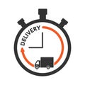 Express delivery icon concept. Stop watch with truck icon for se Royalty Free Stock Photo