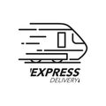 Express delivery icon concept. Train speed icon for service, order, fast and worldwide shipping