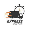 Express delivery icon concept. Truck with stop watch icon