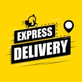 Express delivery icon on a yellow background. Motorcycle scooter with stopwatch icon for service