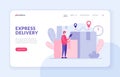 Courier looks delivery route concept. Landing page website banner template