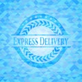 Express Delivery light blue emblem with mosaic background