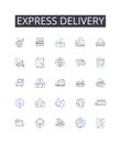 Express delivery line icons collection. Rapid shipment, Swift delivery, Brief dispatch, Quick transport, Fast courier