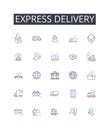 Express delivery line icons collection. Rapid shipment, Swift delivery, Brief dispatch, Quick transport, Fast courier