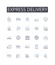 Express delivery line icons collection. Rapid shipment, Swift delivery, Brief dispatch, Quick transport, Fast courier