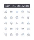 Express delivery line icons collection. Rapid shipment, Swift delivery, Brief dispatch, Quick transport, Fast courier