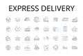 Express delivery line icons collection. Rapid shipment, Swift delivery, Brief dispatch, Quick transport, Fast courier