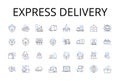 Express delivery line icons collection. Rapid shipment, Swift delivery, Brief dispatch, Quick transport, Fast courier